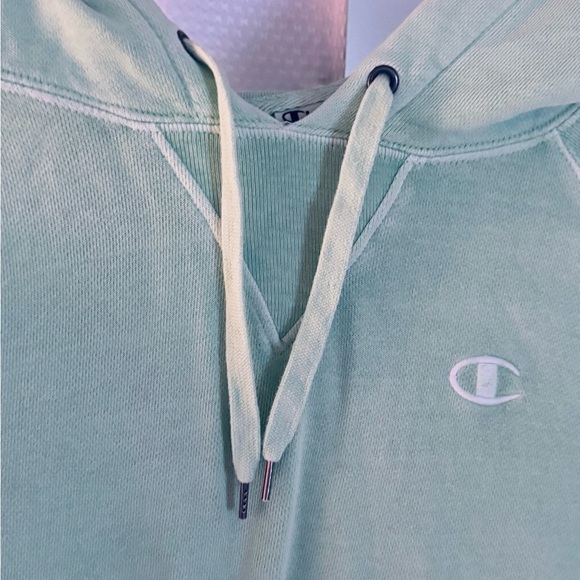 Champion Cropped Sea foam Green Hoodie Sweatshirt - Picture 6 of 8